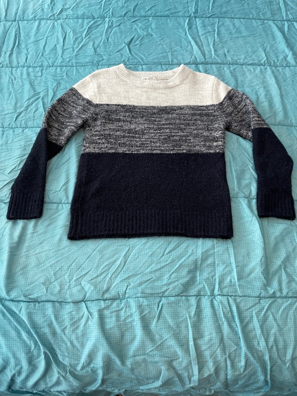 H&M Kids Colorblock Crewneck Sweater - Cream, Gray & Black Casual Layering R12